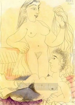 パブロ・ピカソ Painting - 立つヌードと横たわるヌード 1967年 パブロ・ピカソ